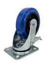SRCLb 55 - Промышленное усиленное колесо синяя резина 125 мм (площ.,повор. с тормозом, роликоподш.)